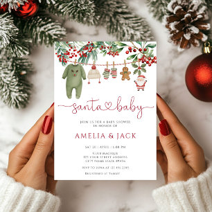 Invitation Baby shower de Noël d'hiver de père Noël