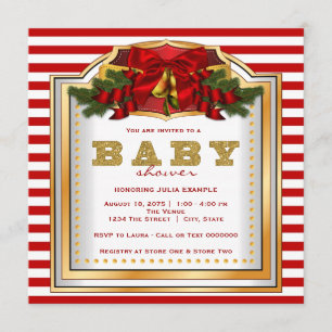 Invitation Baby shower de Noël élégant
