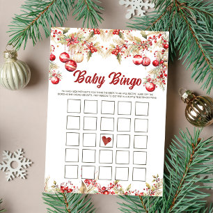 Invitation Baby shower de Noël Floral Bingo Games Card