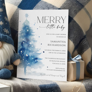 Invitation Baby Shower de Noël Hiver Merry Little Boy