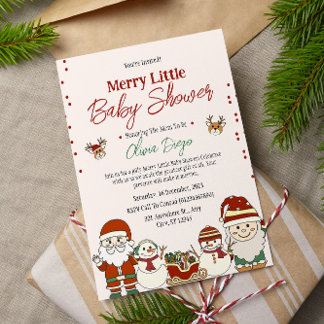 Invitation Baby shower de Noël mignon