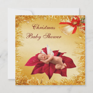 Invitation Baby shower de Noël, Poinsettia et Tinsel