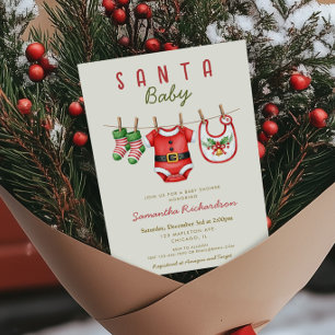 Invitation Baby shower de Noël pour bébé genre neutre Santa B