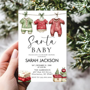 Invitation baby shower de Noël pour bébé père Noël