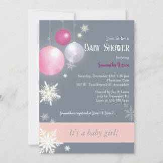 Invitation Baby shower de Noël pour fille