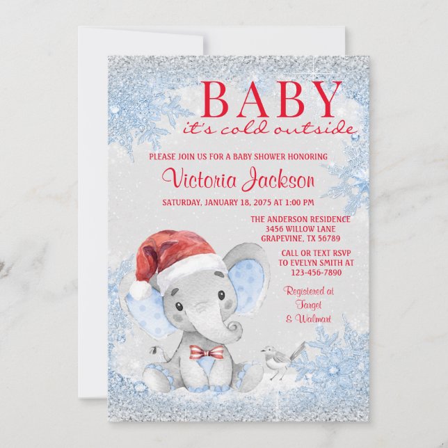 Invitation Baby Shower de Noël pour garçon (Devant)