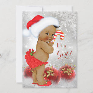 Invitation Baby shower de Noël Red Gold Bauble Ethnic