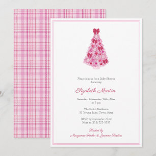 Invitation Baby shower De Noël Rose Pour Fête De Fille