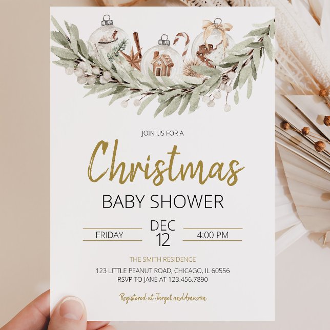Invitation Baby Shower de Noël Rustique (Créateur téléchargé)