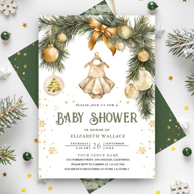 Invitation Baby shower de Noël Rustique Boho Girl hiver (Créateur téléchargé)