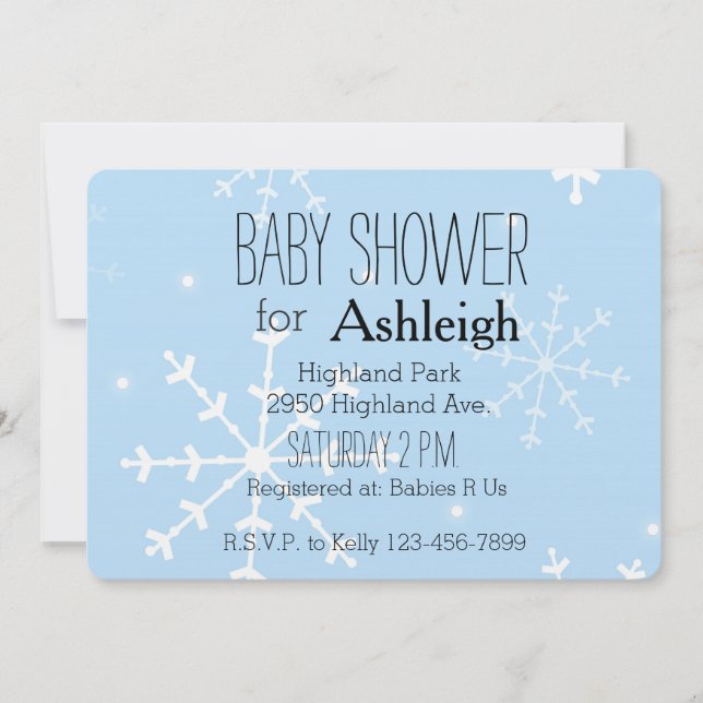 Invitation Baby shower de Noël Snowflakes (Devant)