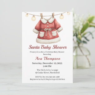 Invitation Baby Shower de Noël Vêtements de Père Noël Rouge