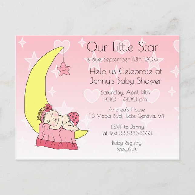 Invitation Baby shower de notre petite étoile (Devant)