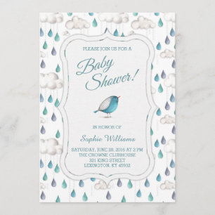 Invitation Baby shower de nuages et de gouttes de pluie de