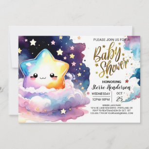 Invitation Baby shower de nuit céleste enchanté