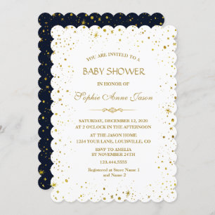Invitation Baby shower de nuit Whimsical Gold Starry