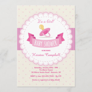 Invitation Baby shower de pacificateur rose