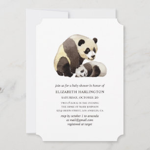 Invitation Baby shower de panda aquarelle. Animal mignon