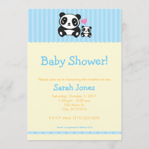 Invitation Baby shower de panda - bleu et orange