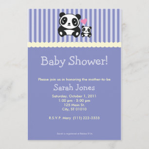 Invitation Baby shower de panda - pourpre