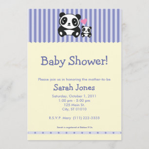 Invitation Baby shower de panda - pourpre et crème