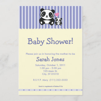Invitation Baby shower de panda - pourpre et crème