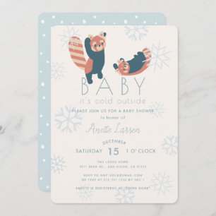 Invitation Baby shower de Pandas rouges