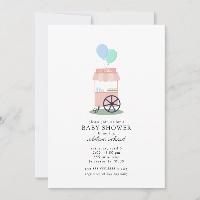 Invitation Baby shower de panier à crème glacée si (Devant)