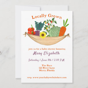 Invitation Baby shower de panier de légumes cultivés localeme