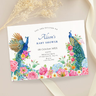 Invitation Baby shower de paon d'oiseau floral