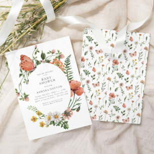 Invitation Baby shower de papillon Fleur sauvage de Bohême