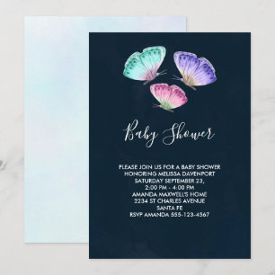 Invitation Baby shower de papillons couleur Aquarelle mignon