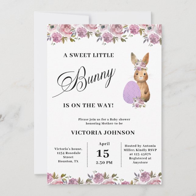 Invitation Baby-Shower de Pâques (Devant)