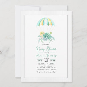 Invitation Baby shower de parachute de bouquet de succulents 