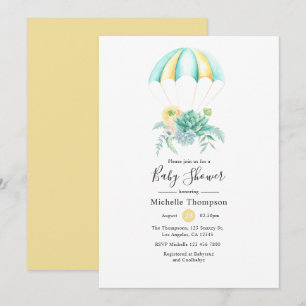 Invitation Baby shower de parachute de bouquet floral