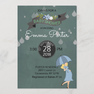 Invitation Baby shower de parapluie de douche de baisses de