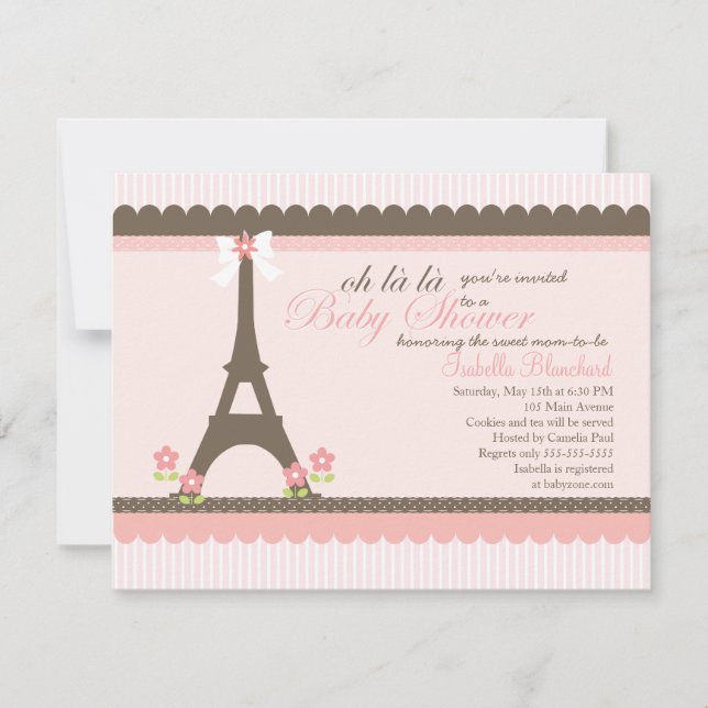 Invitation Baby shower de Paris au printemps (Devant)