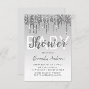 Invitation Baby shower de Parties scintillant Argent Sparkle