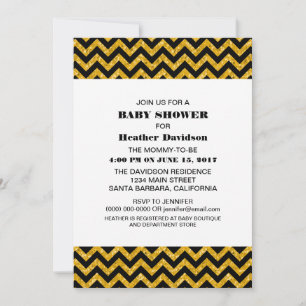 Invitation Baby shower de Parties scintillant Chevron jaune I
