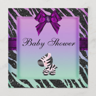Invitation Baby shower de Parties scintillant Cute Zebra et P