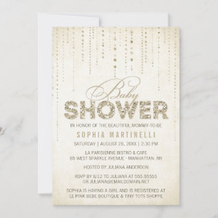 Invitation Baby shower de Parties scintillant d'or antique