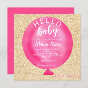 Invitation baby shower de parties scintillant d'or de ballon 