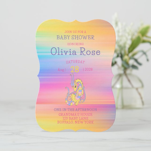 Invitation Baby shower de Parties scintillant en or couleur d (Debout devant)