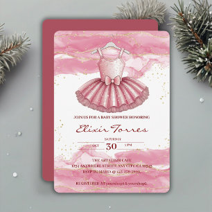 Invitation Baby shower de Parties scintillant en or Tutu rose