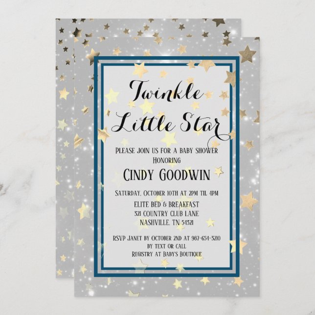 Invitation Baby shower de Parties scintillant en or Twinkle L (Devant / Derrière)