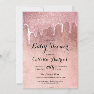 Invitation Baby shower de Parties scintillant épaisse Glam Ro