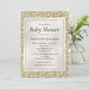Invitation Baby shower de Parties scintillant Gold Pearl Whit