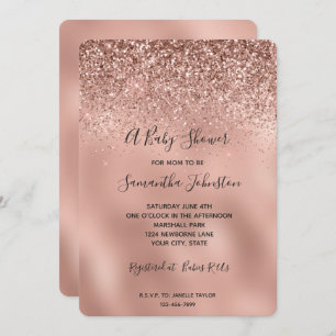 Invitation Baby shower de Parties scintillant Gold Rose