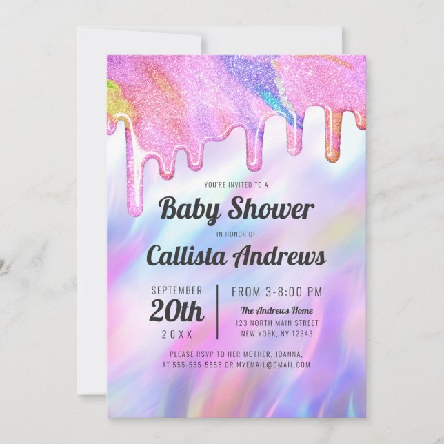 Invitation Baby shower de Parties scintillant Holographique G (Devant)