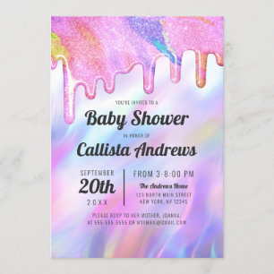 Invitation Baby shower de Parties scintillant Holographique G